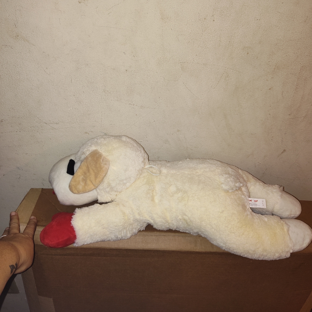 Plush Lamb Kids Pillow - Cream and Red